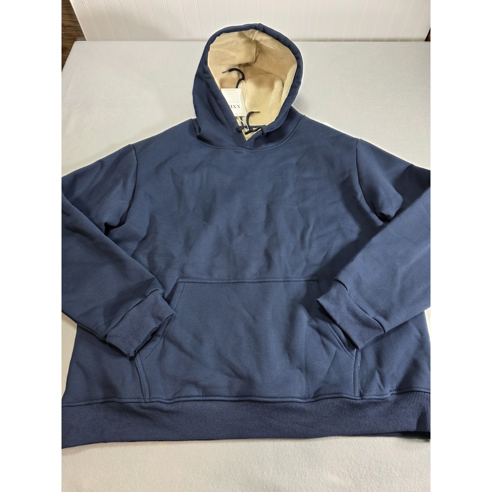 Navy Blue Sherpa Fleece Lined Hoodie Mens Sz 2xl